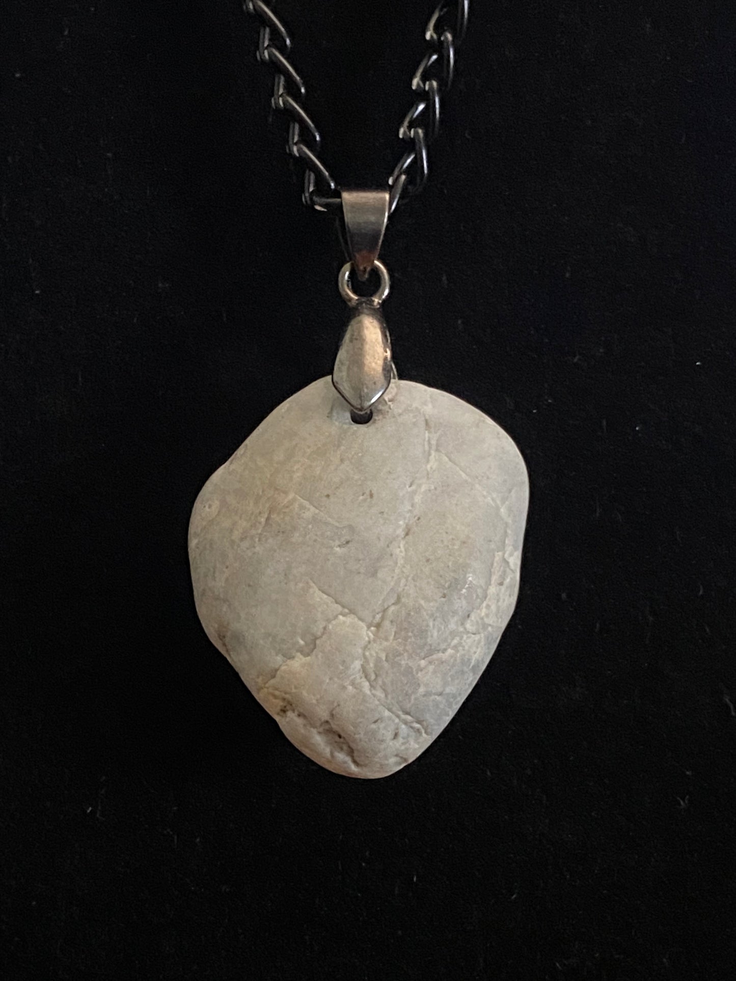 Gray Rock & Black Chain Necklace 2