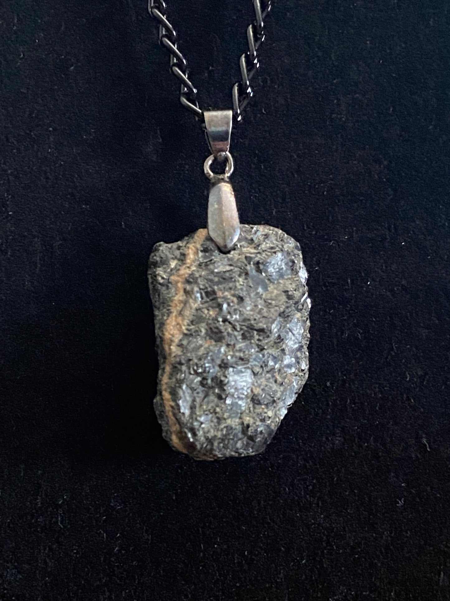 Black & Gold Rock & Black Chain Necklace