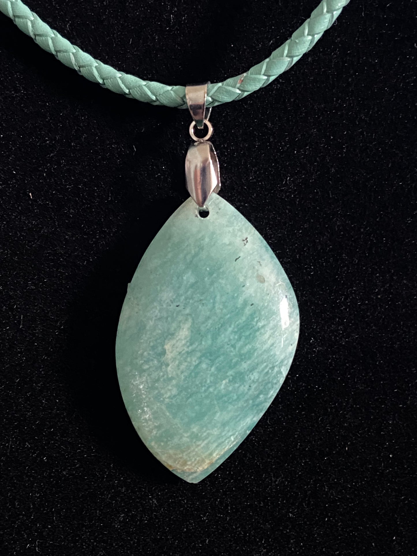 Aqua and White Quartzite with Aqua Leather Cord Necklace