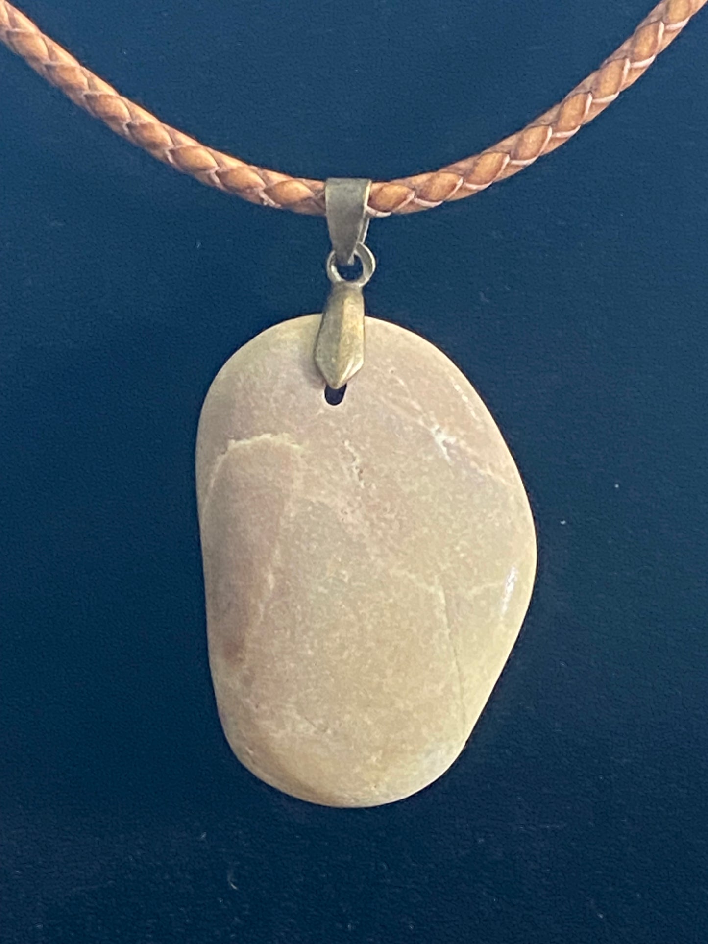 Tan Rock & Tan Leather Cord Necklace