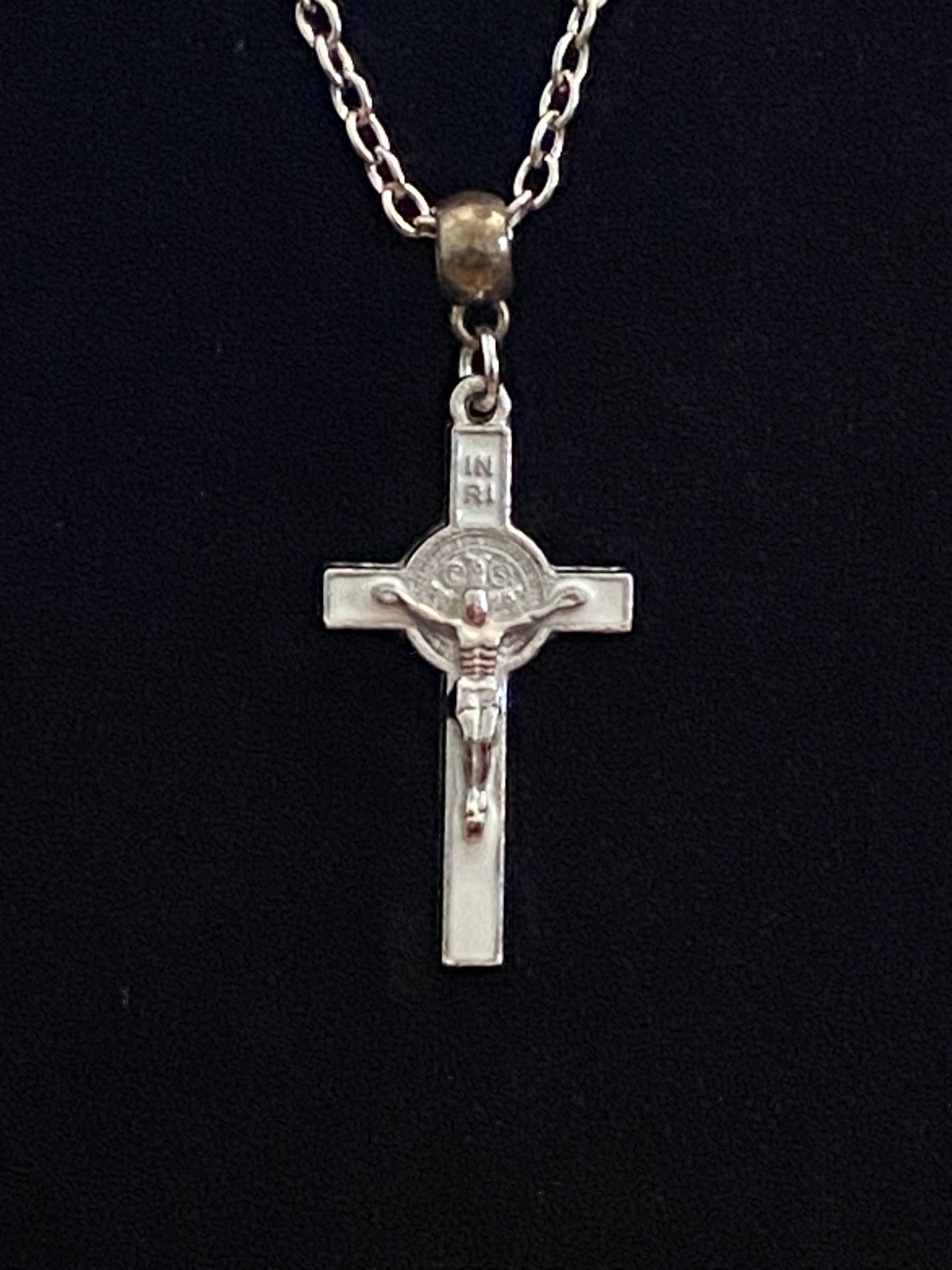 White Crucifix & Silver Chain Necklace