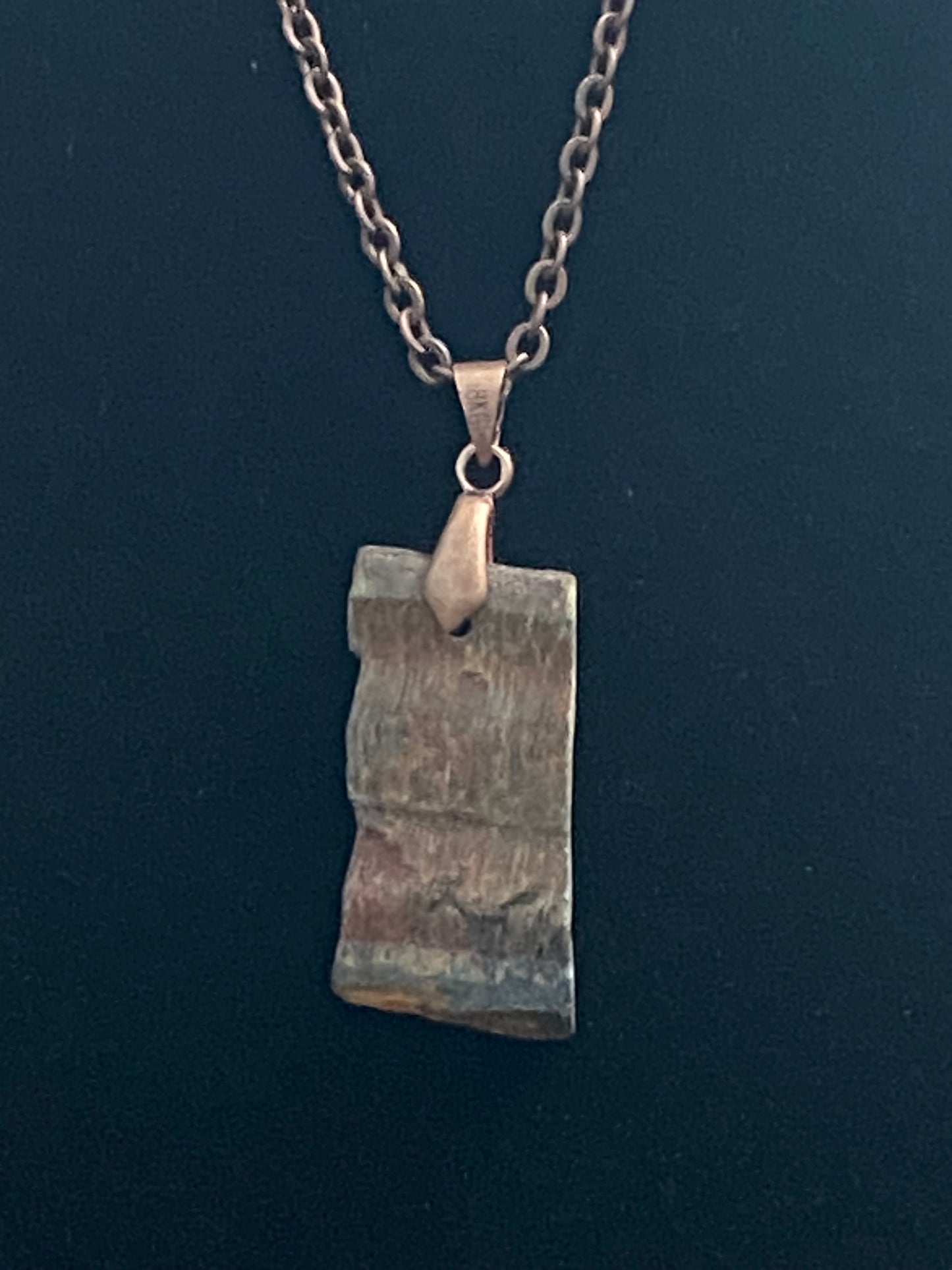 Gold & Red Rock with Red Copper Chain Necklace 1
