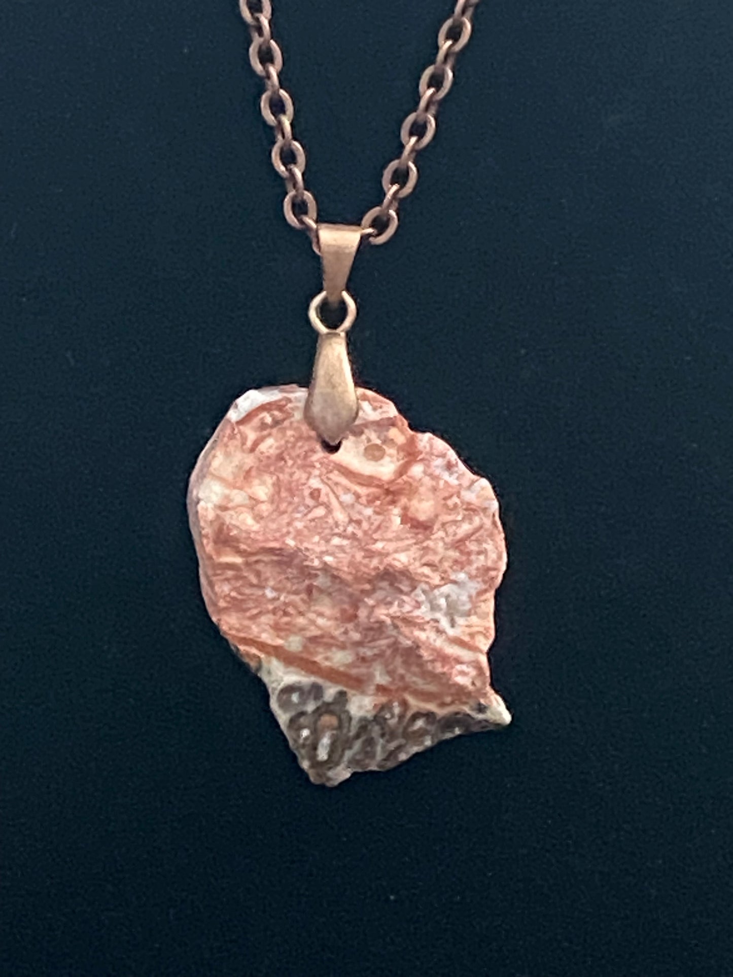Red, Gray & Black Rock with Red Copper Chain Necklace 1