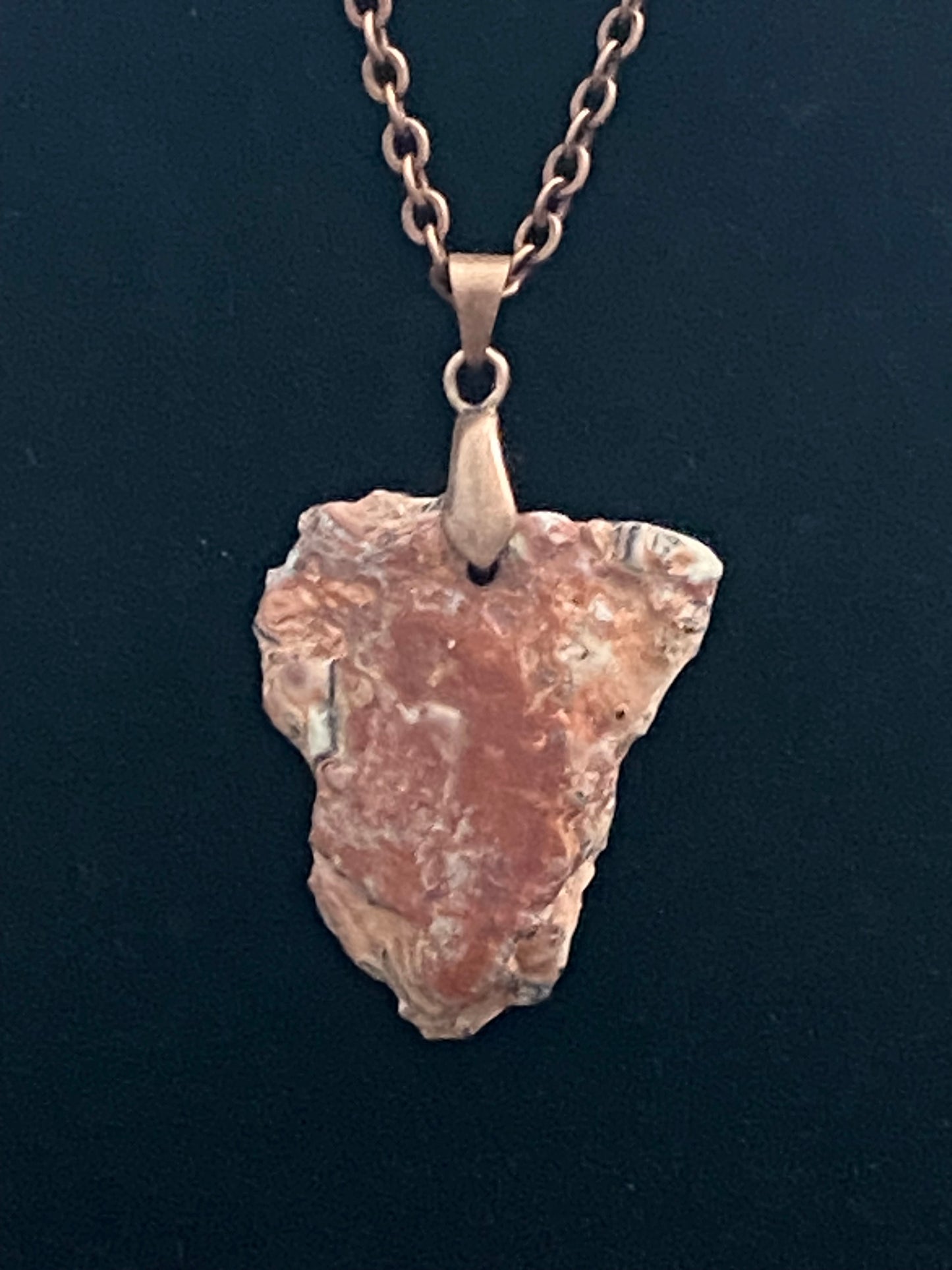 Red & Gray Rock with Red Copper Chain Necklace 6