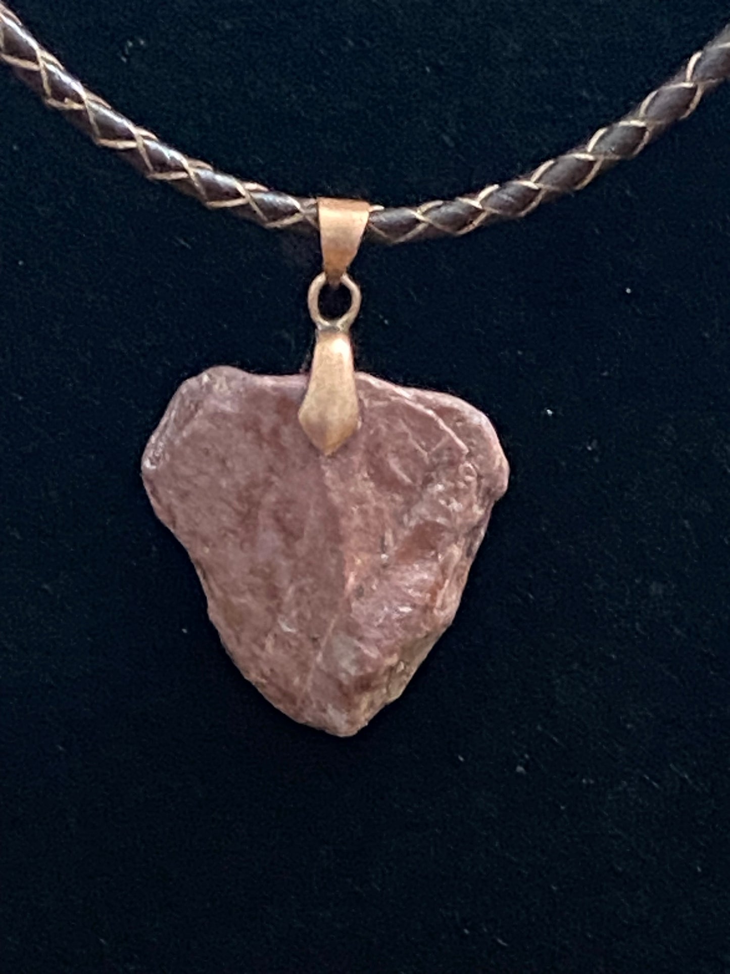 Maroon Rock with Maroon & Gold Leather Cord Necklace