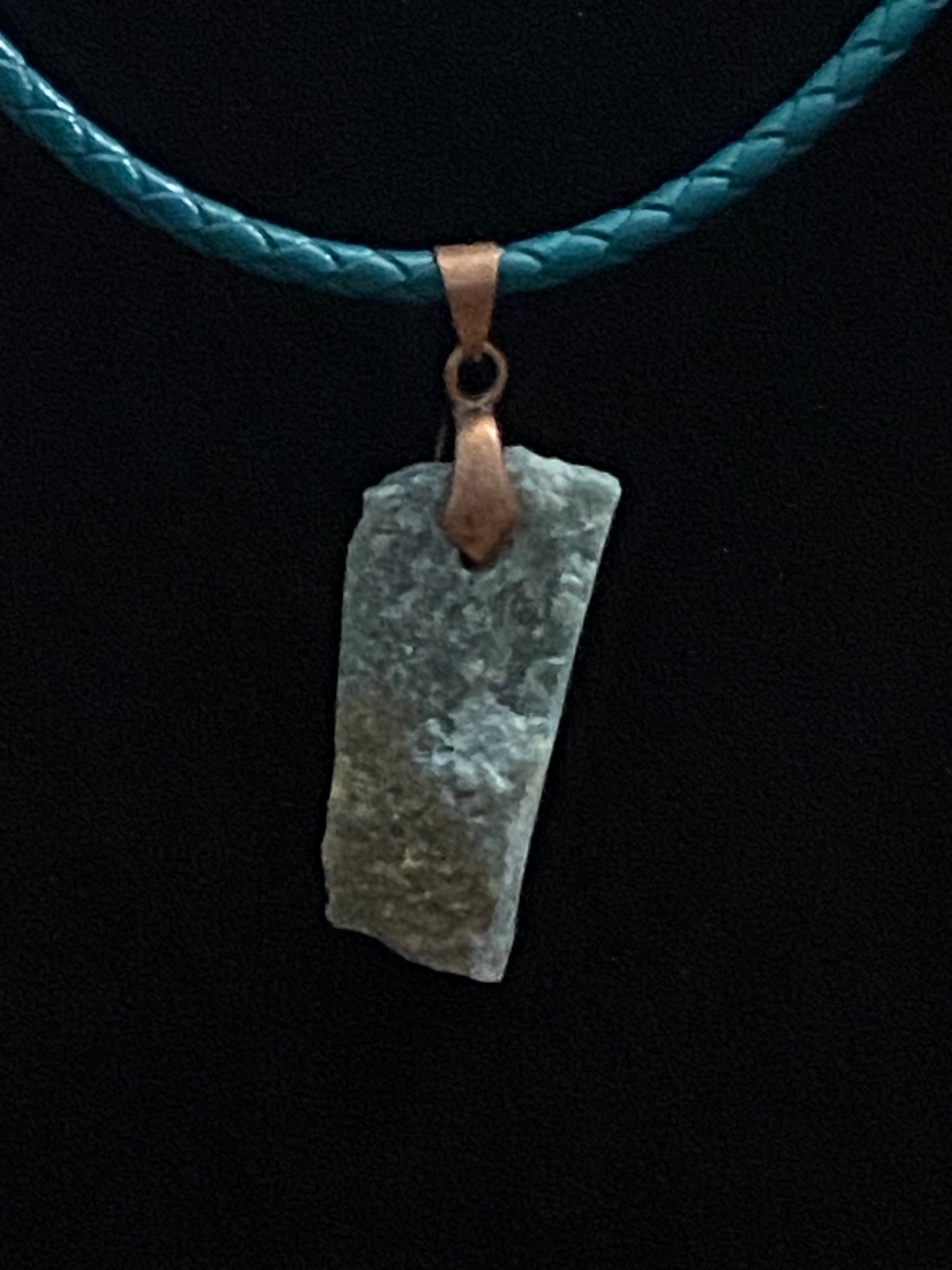 Green & Red Rock with Green Leather Cord Necklace