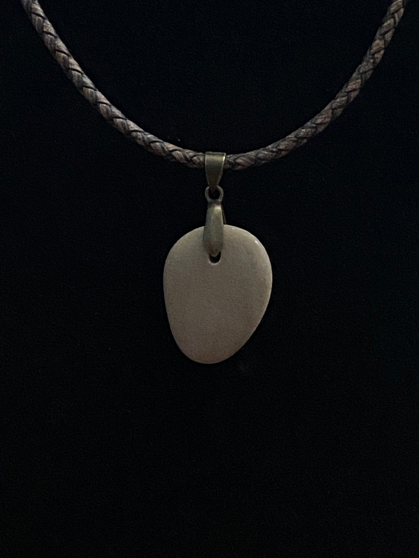 Brown Rock & Dark Brown Leather Cord Necklace