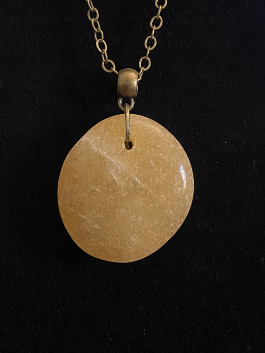 Tan Rock with Antique Bronze Chain Necklace