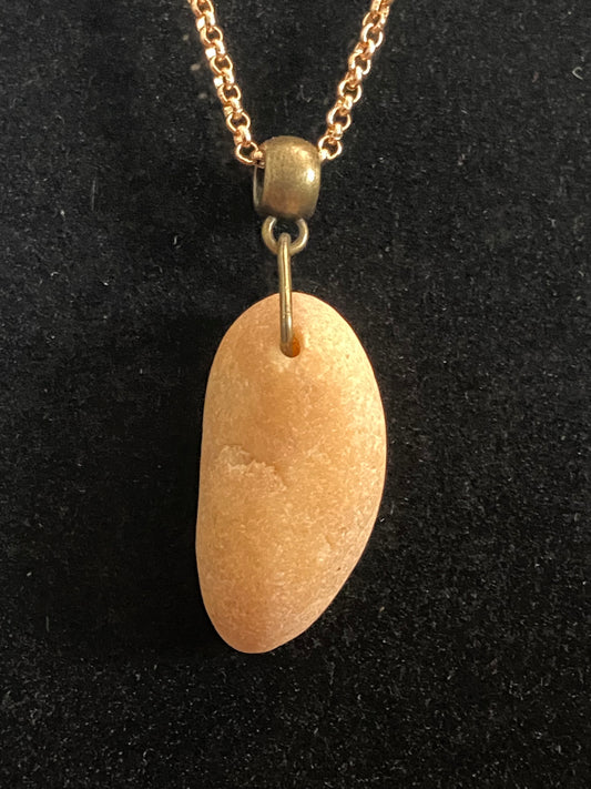 Reddish Tan Rock with Gold Chain Necklace