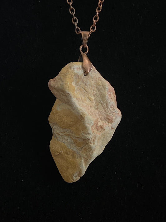 Tan, Gray and Red Rock with Red Copper Chain Necklace
