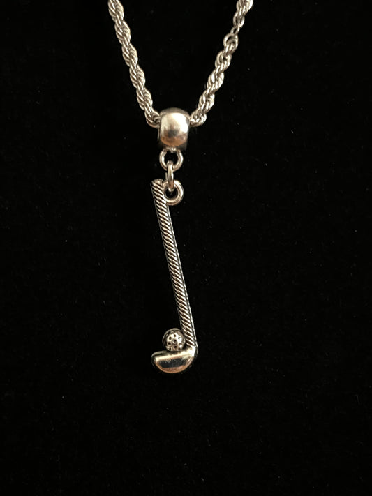Silver Golf Club Charm & 16" Inch Chain Necklace