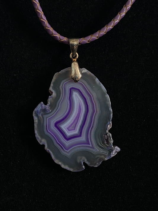 Sliced Purple Agate with Purple & Gold Necklace 2