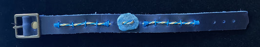 Blue Leather & Blue Rock Bracelet