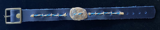Blue Leather with Tan & Blue Rock Bracelet