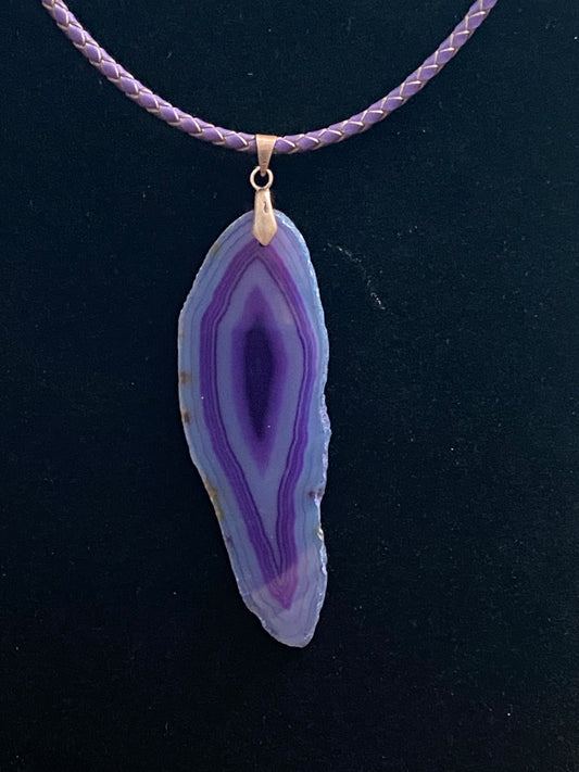 Sliced Purple Agate with Purple & Gold Necklace