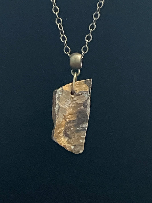 Gold & Gray Rock with Antique Bronze Chain Necklace 3