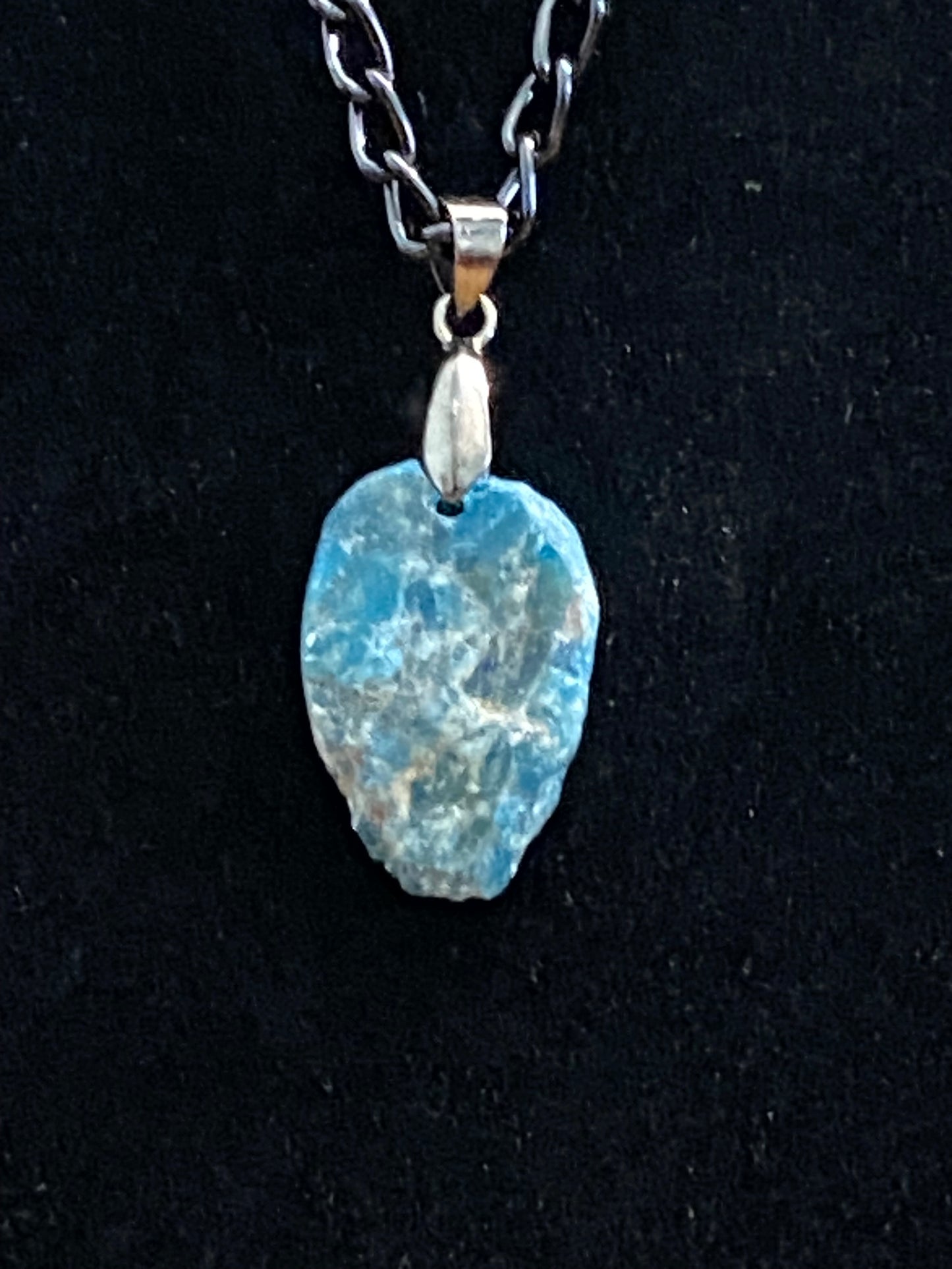 Blue & Gray Rock with Black Chain Necklace