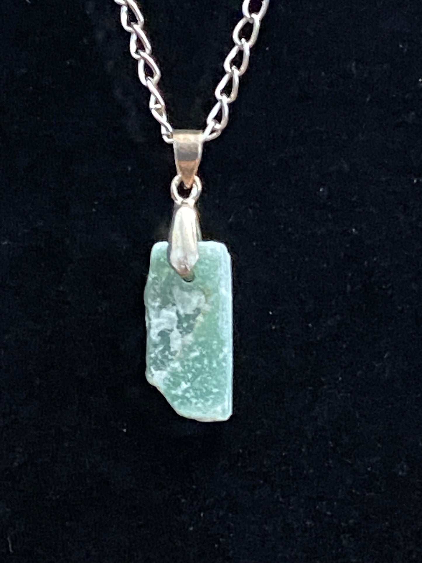 Green Rock & Silver Chain Necklace 5