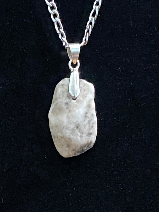 White & Gray Rock & Silver Chain Necklace