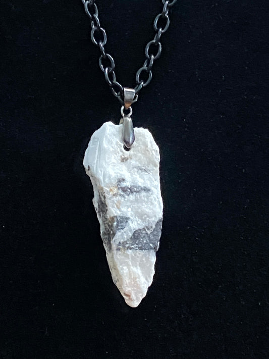 White & Gray Rock & Black Chain Necklace