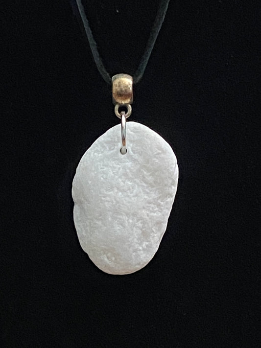 White Rock with Black Leather Cord Necklace